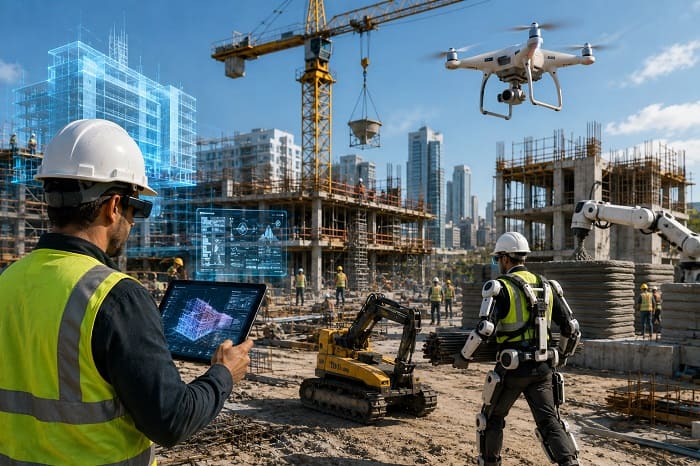 Innovations technologiques sur un chantier de construction moderne